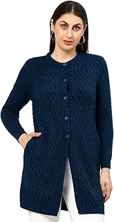 kalt Women Round Neck Cable Design Acrylic Knit Longline Cardigan Sweater-picture-24