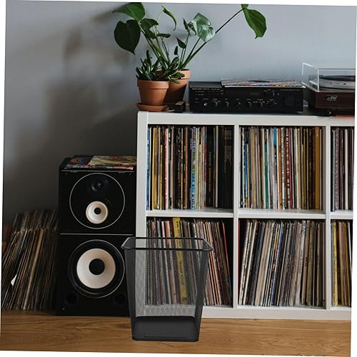 Miniatura 3 de Cubo de basura de metal, pequeño cubo de basura para escritorio, papelera, papelera cuadrada para interiores, cesta de basura delgada, papelera de