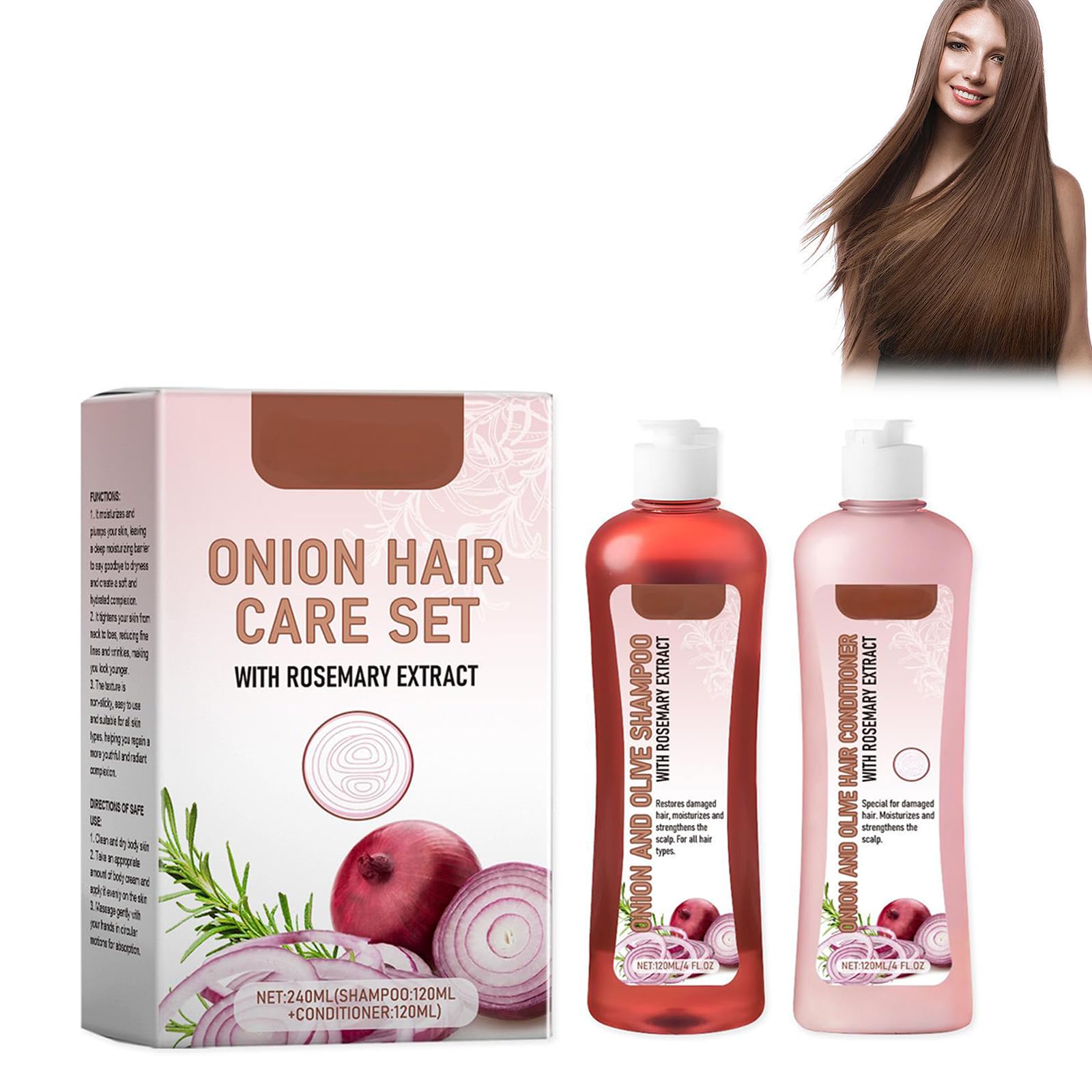 Rosmarino Onions Shampoo Conditioner Set - Hair Growth and Volume, 120ml Duotegen Hair Loss for Stronger and Thicker Hair