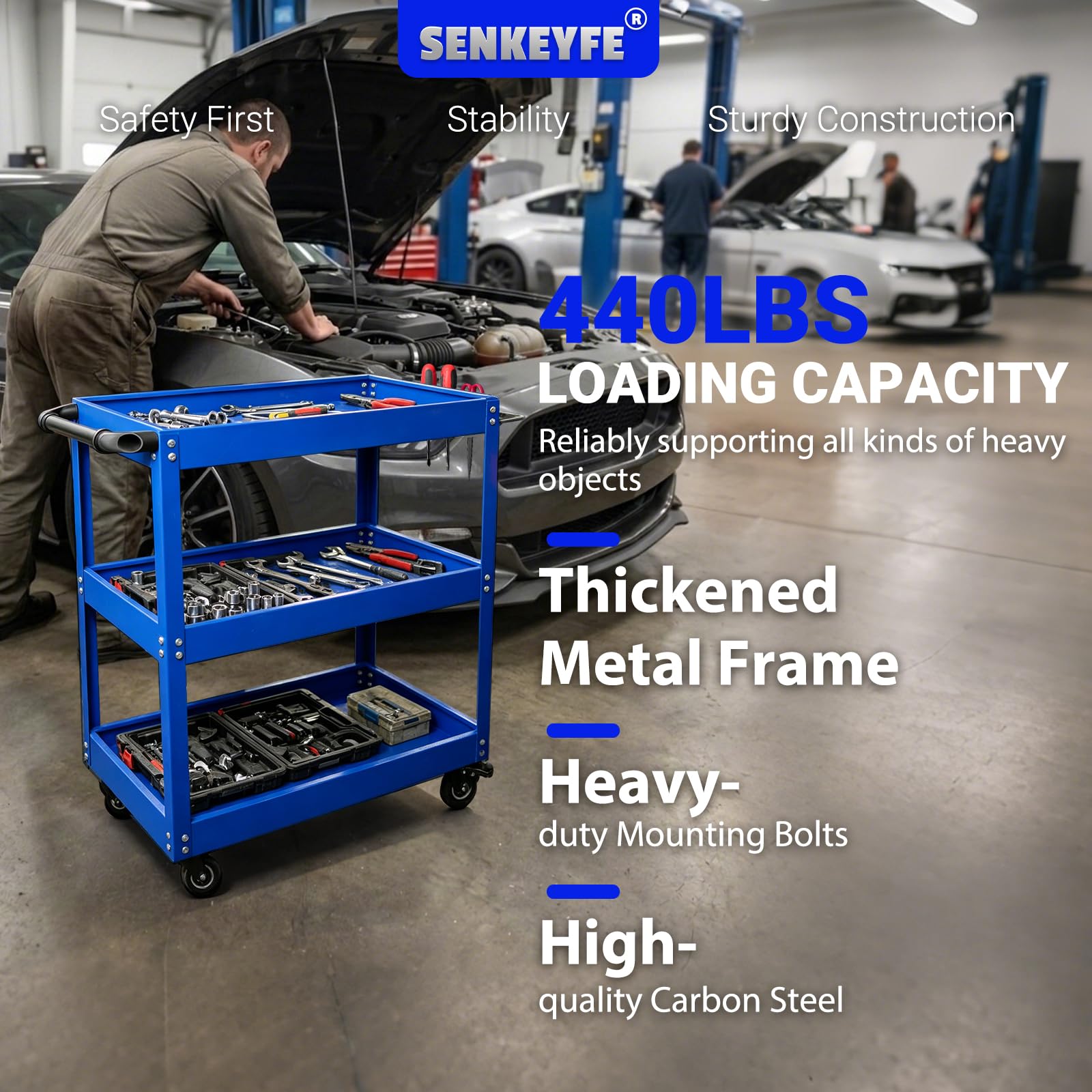 Heavy-Duty Tool Cart - 440LBS Capacity -5