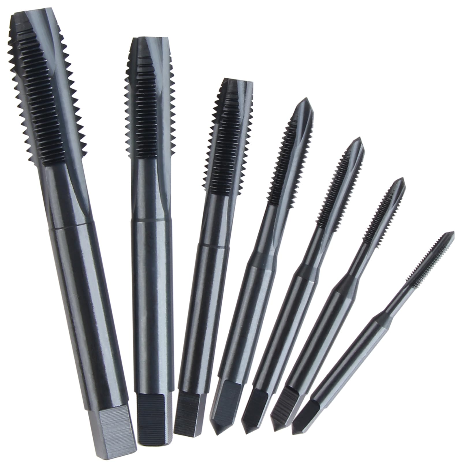 Set di 7 maschi per filettatura manuale HSS 6542 metrica sinistra M3-M12