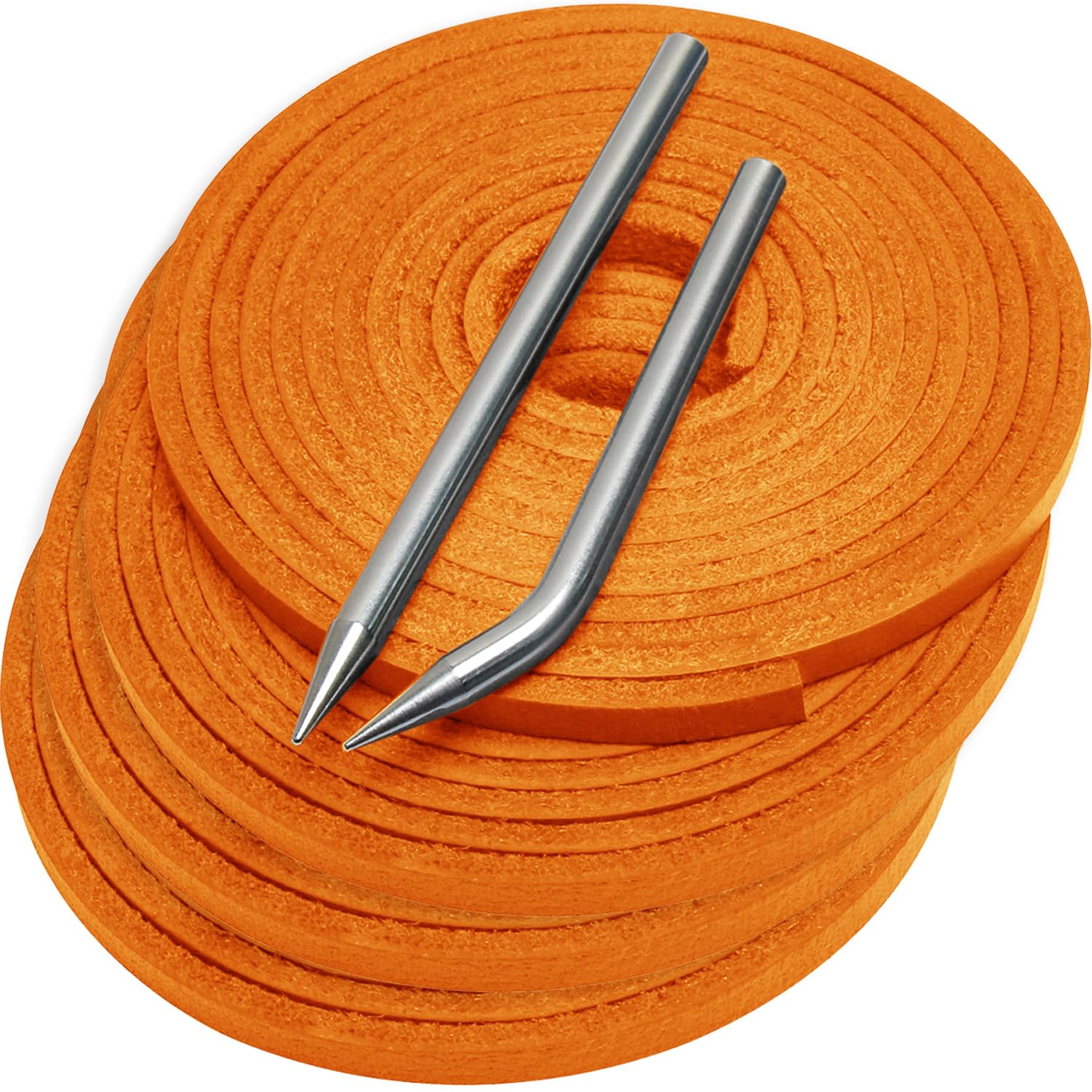 Aeesio Softball Baseball Glove Lace, Mitt Lace Repair Kit Includes 2 Leather Laces and Lacing Needle for Catcher's Glove (Orange 4)