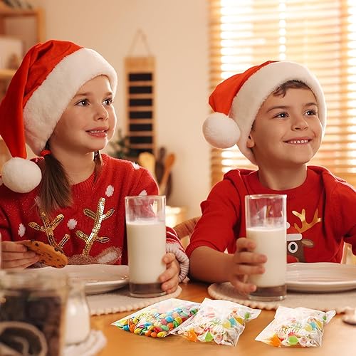 Miniatura 6 de Yexiya 200 bolsas de galletas de Navidad, bolsas de celofán de Papá Noel para regalos, bolsas transparentes de 4 x 6 pulgadas, bolsas de regalo de