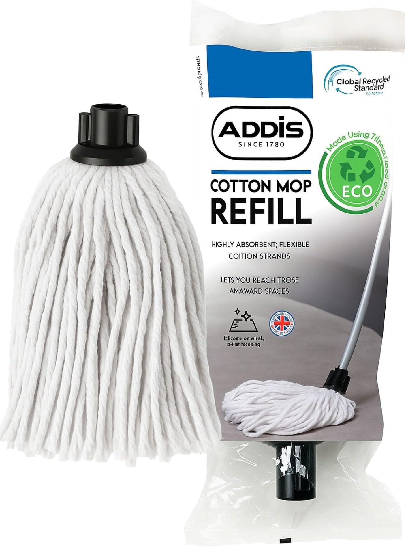 Cotton Mop Refill, Graphite/Metallic/White