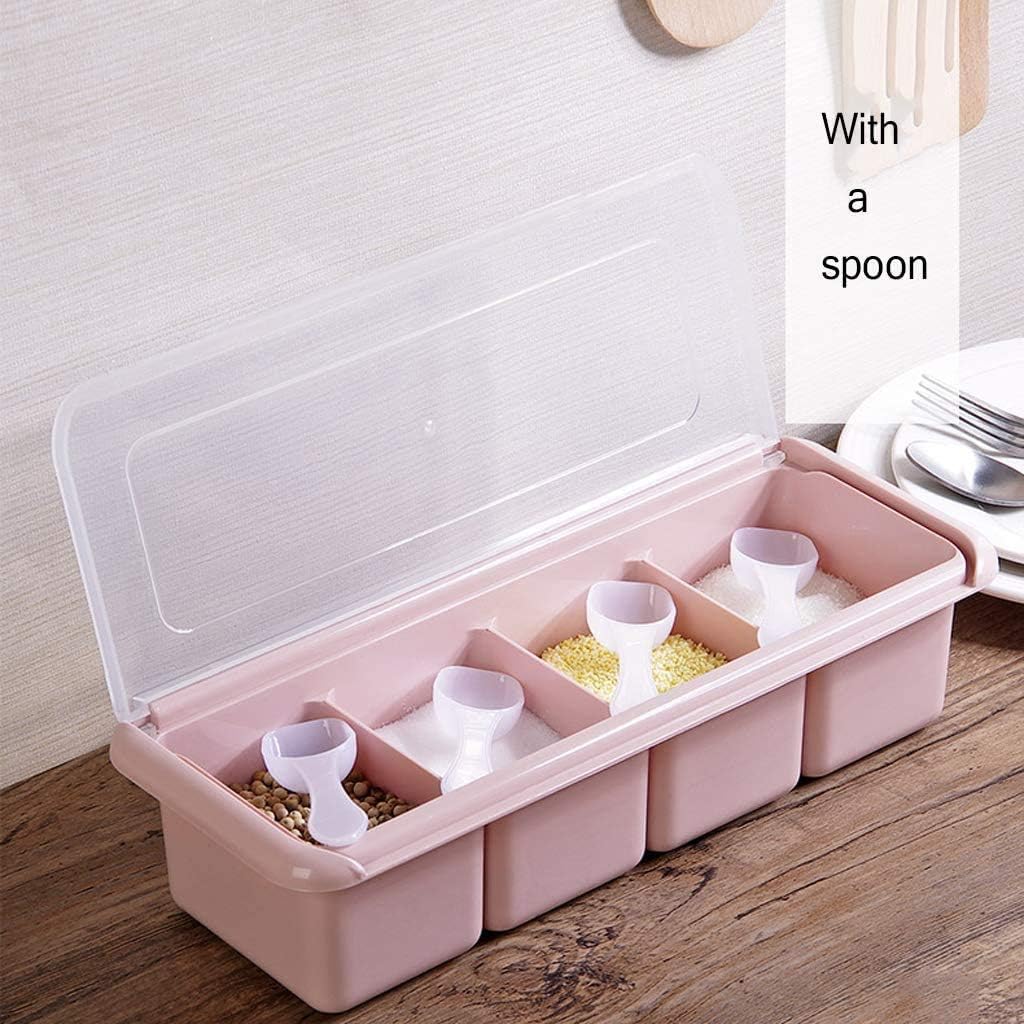 Plastic Seasoning Box Set Spice Jars Kitchen Spice Rack Salt Sugar Spice Pepper Condiment Container Kitchen Cruet Seasonings Tools (Color : Pink) (Color : Pink) (Blue)