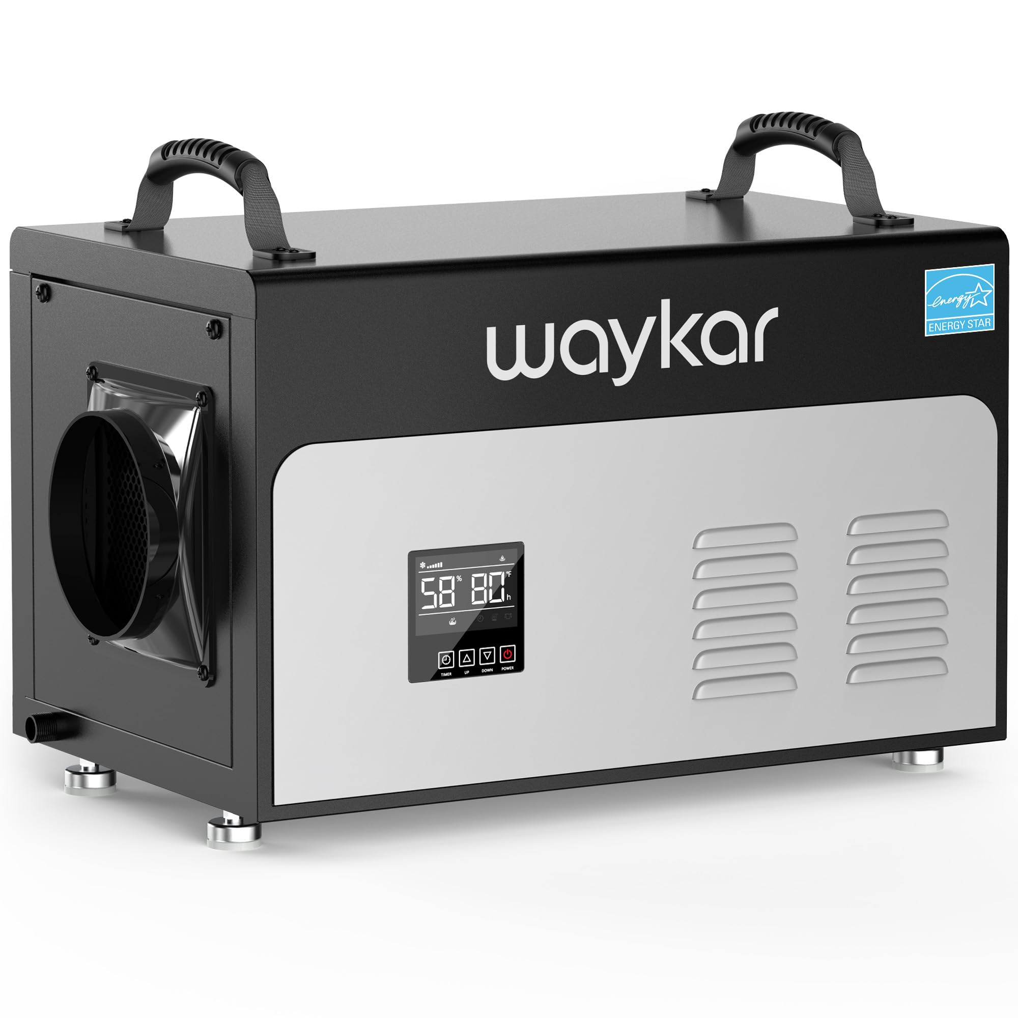 Waykar 130 Pints Energy Star Commercial Dehumidifier with Pump and Drain Hose for Crawl Spaces, Basements, Ducted Industrial Use, and Water Damage Unit - 5-Year Quality Coverage