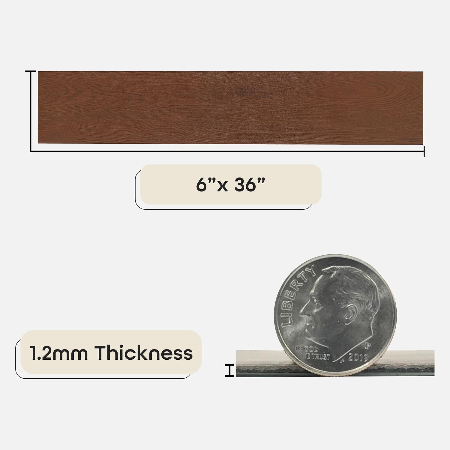 Sterling Vinyl Plank Flooring 1.2mm, 10 Planks - 6" x 36", Walnut - No Adhesive Needed, Embossed DIY Flooring - Natural Wood Grain Feel for Kitchen, Dining Room, & Bedrooms by Achim Home Décor