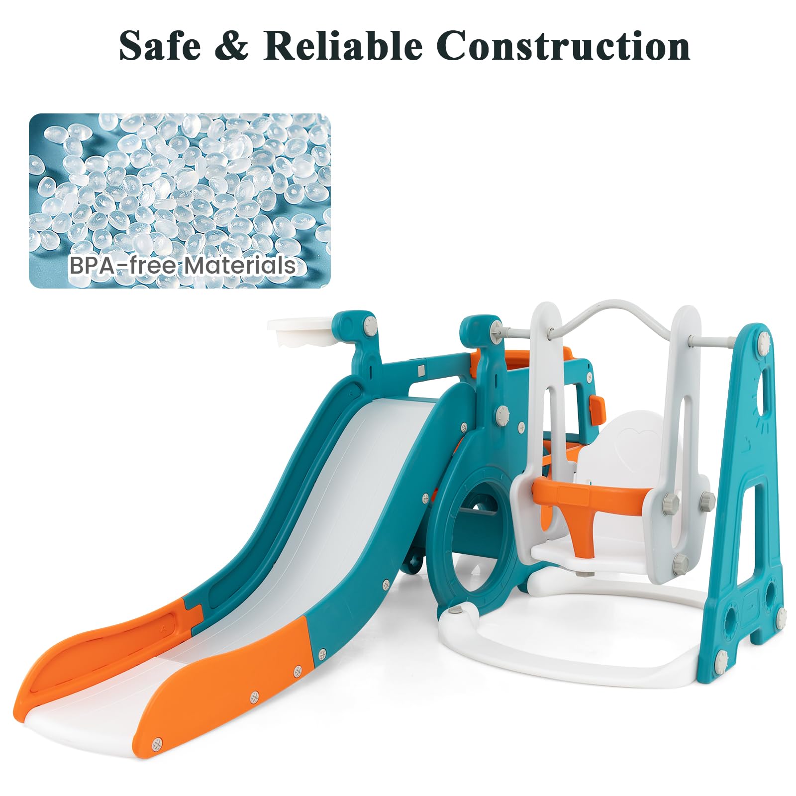 Maxmass 5 in 1 Kids Slide and Swing Set, Toddler Slide Climber Playset with  Basketball Hoop, Mini Bus, Crawling Tunnel, Indoor Outdoor Children  Activity Center for 18+ Months Old : Amazon.co.uk: Toys