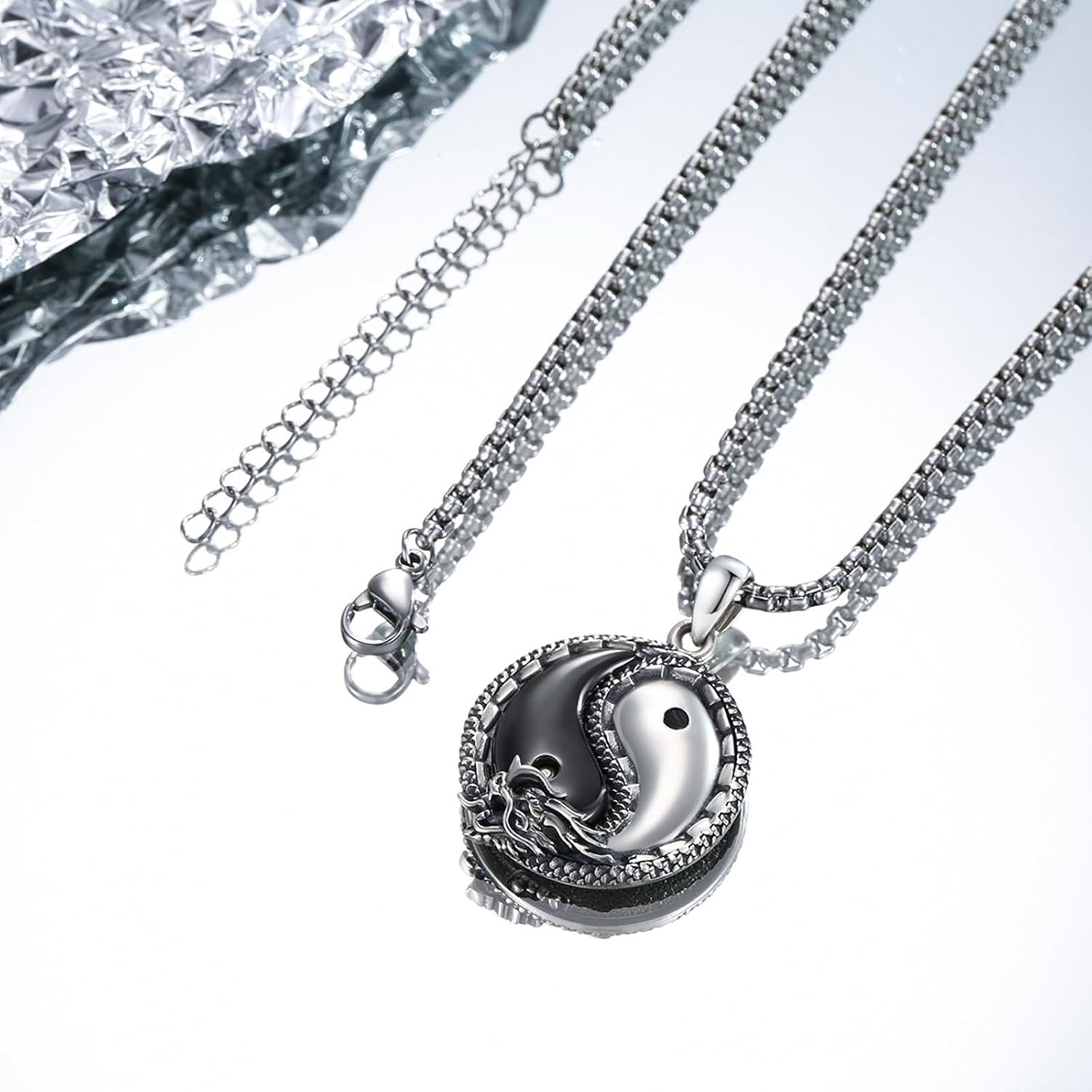 Yin Yang Dragon Necklace S925 Sterling Silver Animal Pendant Yinyang Jewelry Birthday Gift for Women Men - Image 3