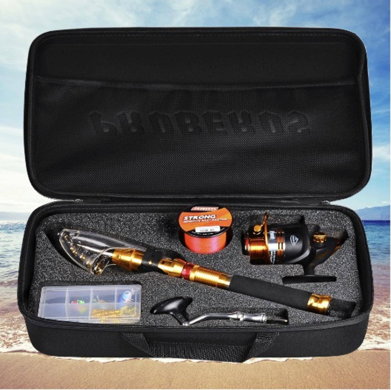KBREE Lokken Sea Fishing Rod set surf casting staaf, visserij, lijn, vislijn, viszak, aas combinatie geschikt voor zoetwater ondiepe zee vier seizoenen vissen (Pack Van 40