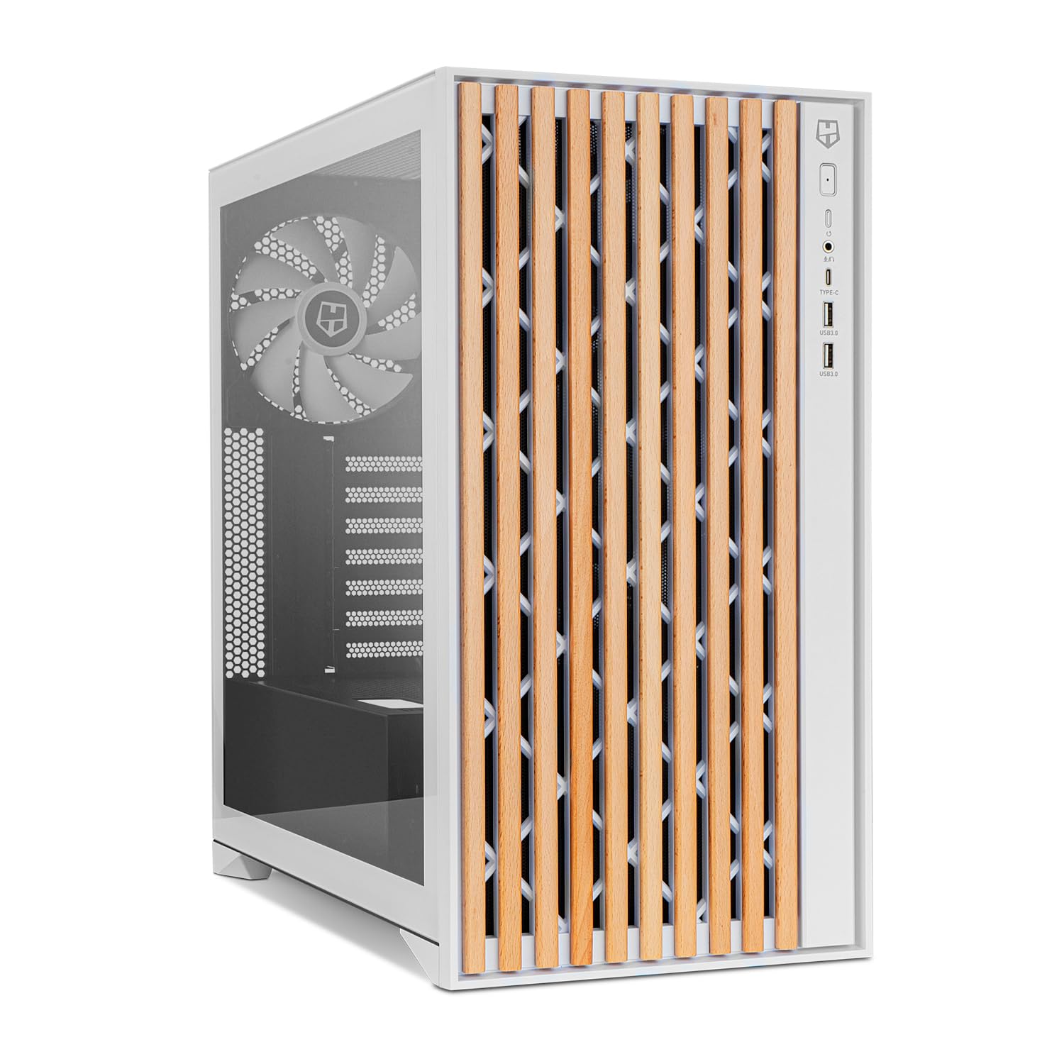 NOX Xtreme Products Hummer Element - Semitower ATX | M-ATX | ITX, Face Avant et Grille supérieure, côtés en Verre trempé, 3X 140mm Fans, Espace pour 10 Ventilateurs, USB-C et 3.0, Blanc