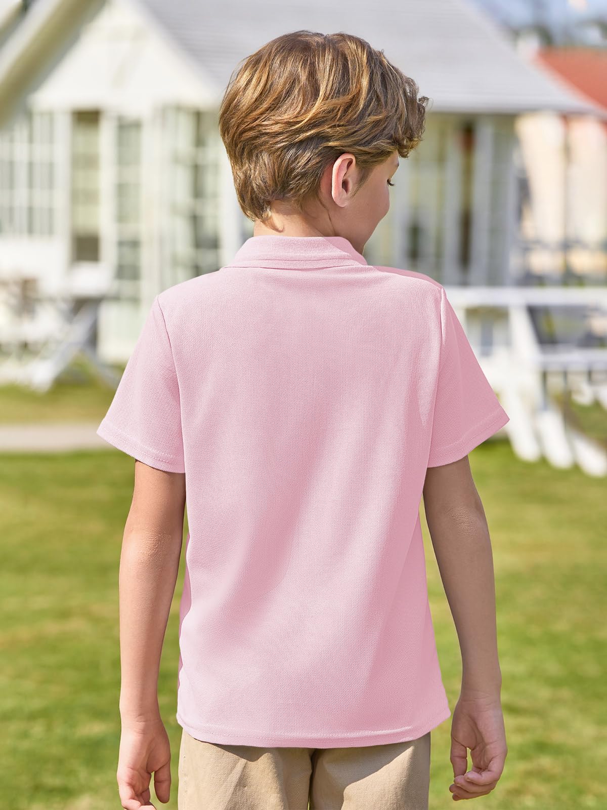 Haloumoning Polo à manches courtes pour garçons de 5 à 14 ans