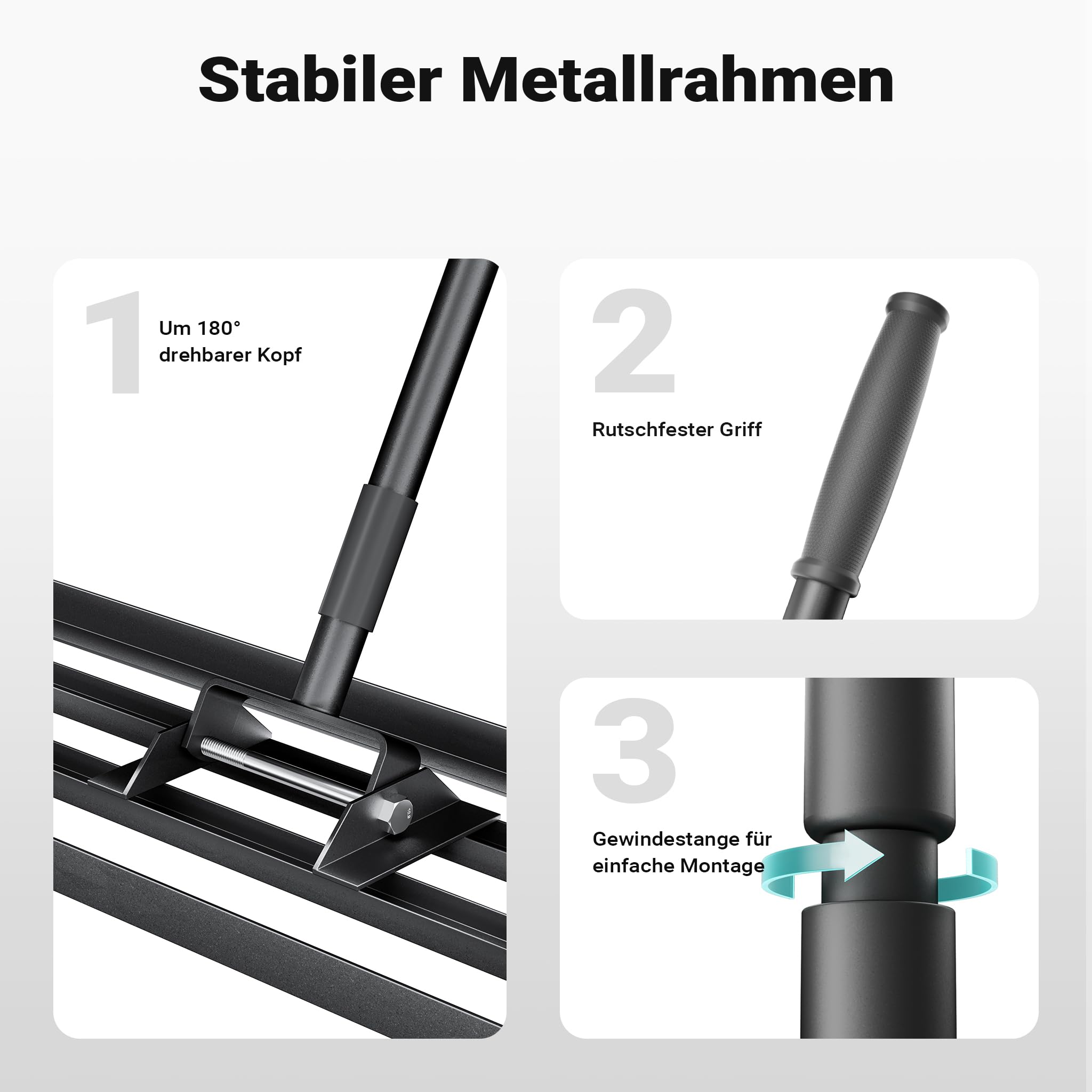Wiltec Aluminium Rasenrakel 91,4 x 25,4 cm mit 2 m Stiel Gartengerät