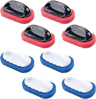 8 Pack Teak Brush Cleaner with Handle Teak Cleaning Brush Cleaning Scrub Scouring Pads Scrubbers for Simple Easy Polishing Refinishing Clean up Boat Accessories