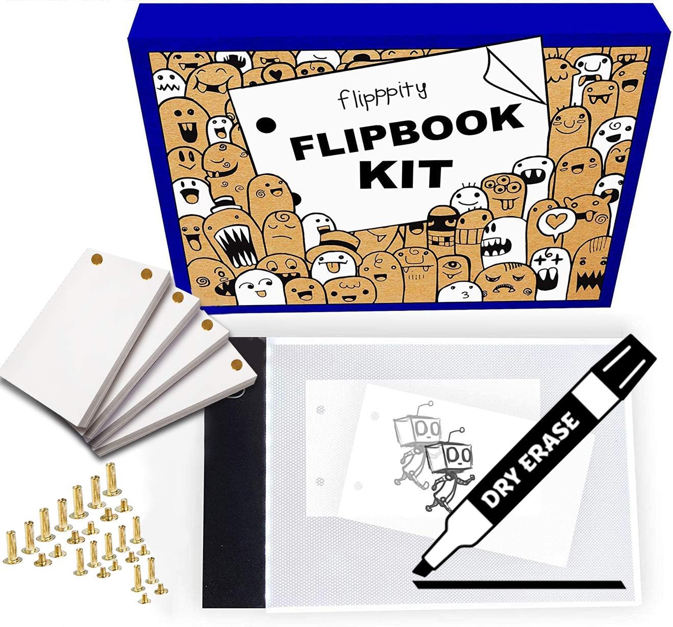 Flipbook kit 2 in 1 Light pad/Dry Erase Board 3x5 Pre-drilled flip-book paper sheets