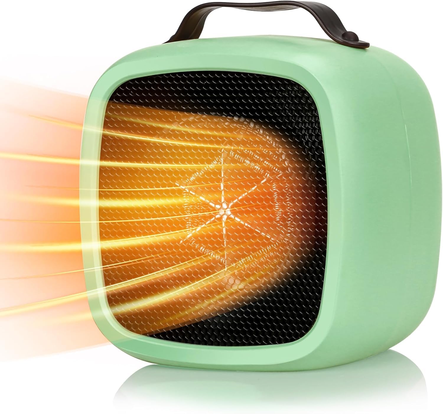 Friza 500 Watts Electric Room Heater, Desktop Space Heater, PTC Ceramic Mini Space Heater for Indoor, Quiet Small Fan Heater with Safe Handle (Light Green)