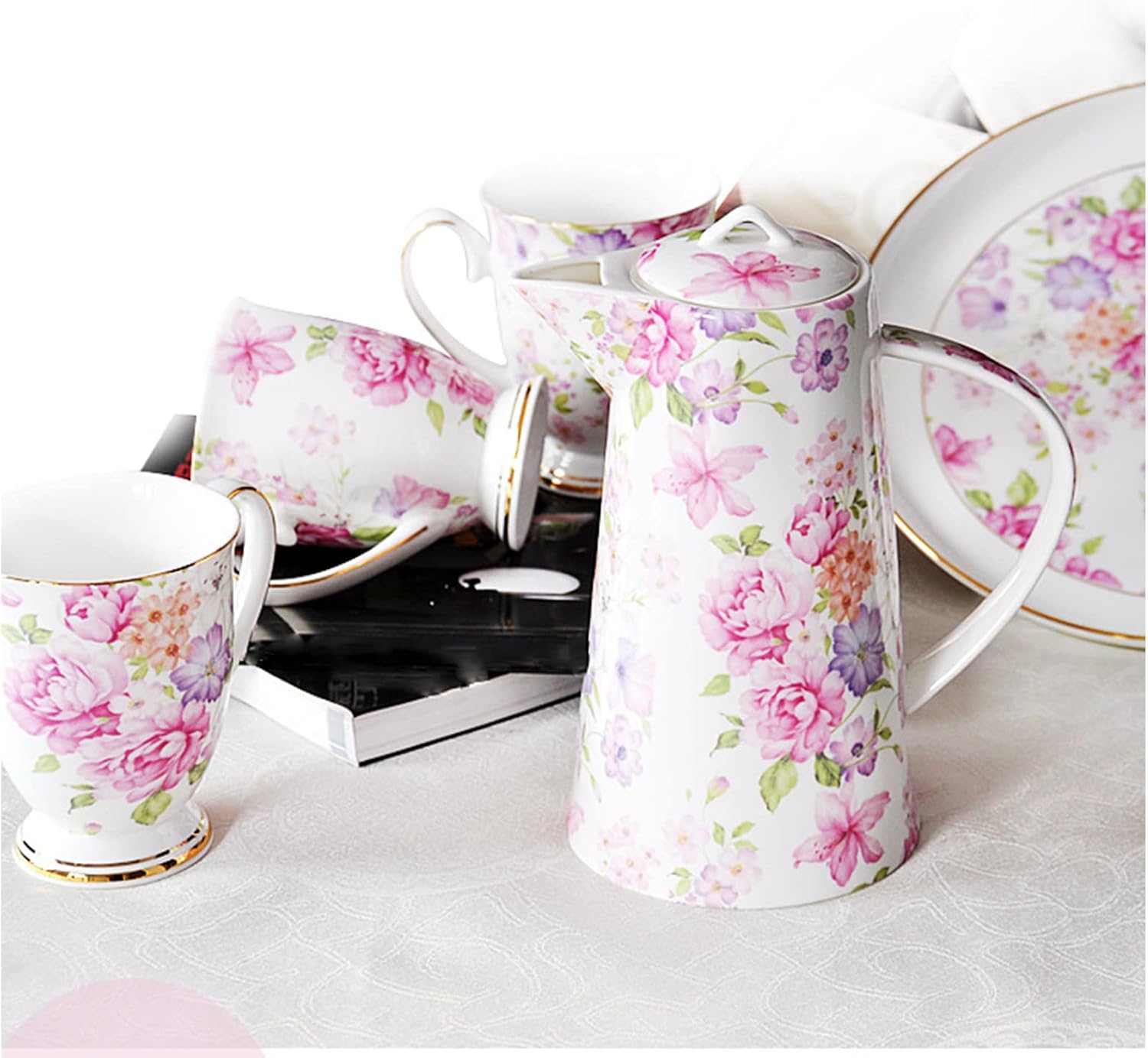 Water Set Porcelain Ceramic Pot Coffee Cup Set 400ml Luxury Ceramic Porcelain Cafe Party Drinkware
