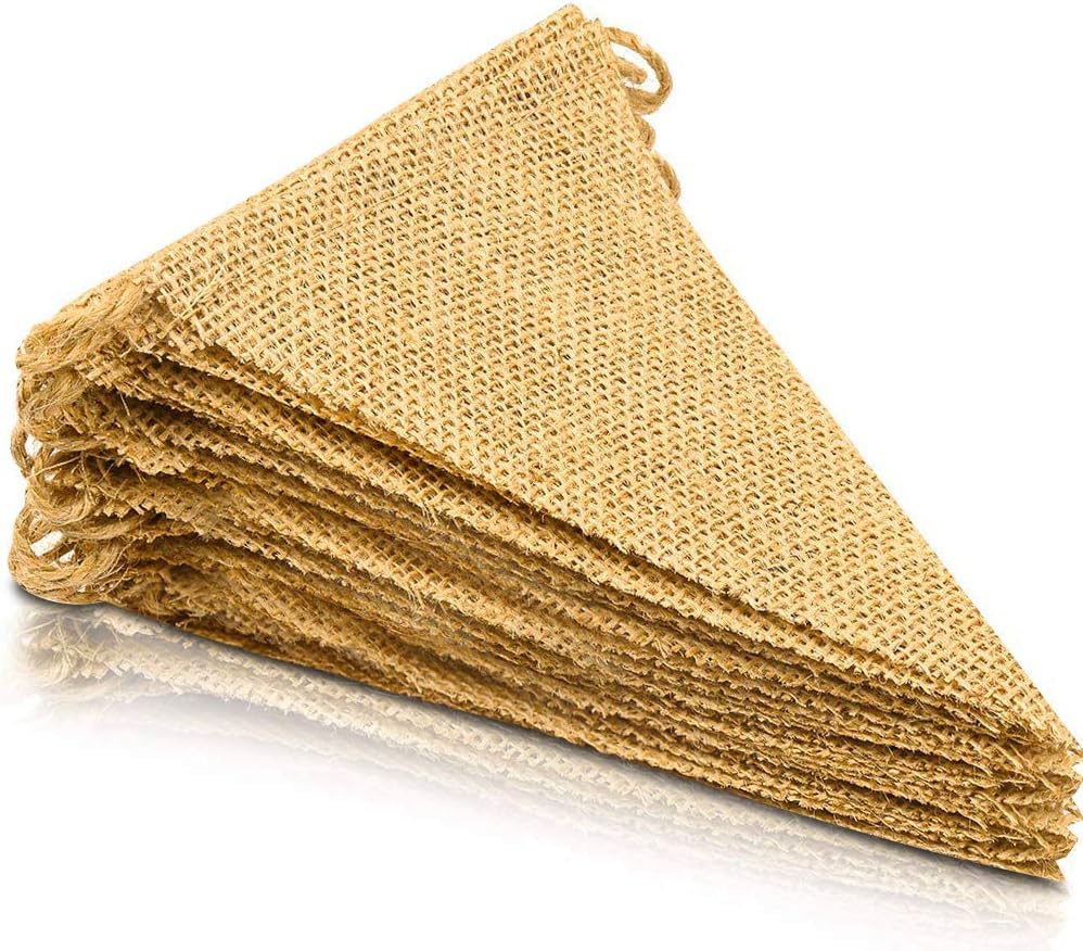 ThxToms [15 Pcs] Burlap Banner, DIY Party Decor for Birthday, Wedding, Baby Shower and Graduation, 14ft