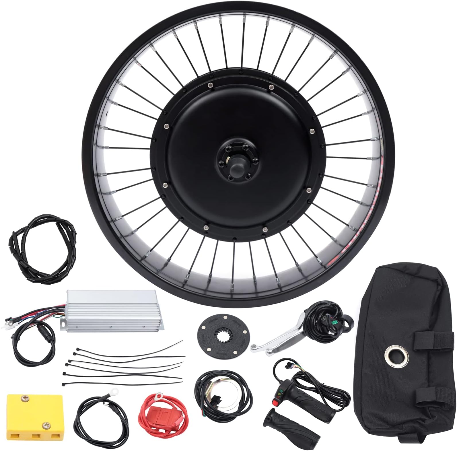 20" Electric Bike Conversion Kit, 48V 1000W Electric Bike kit with Brushless and Gearless Motor Controller Package 3 Sensor Front Hub Motors for Refit 20" X 4" Wheels E Bike Conversion Kits