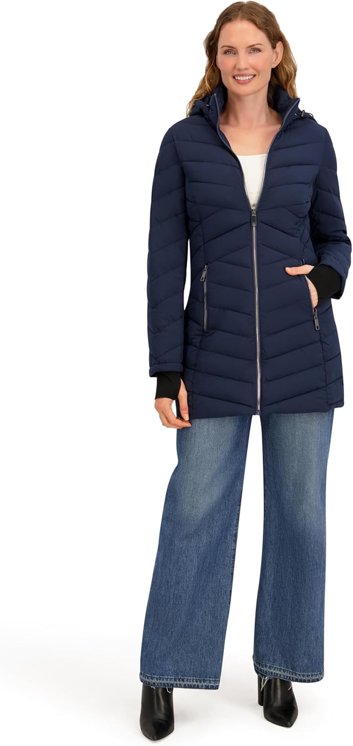 Nautica Women's 3/4 Length Light Weight Puffer - Image 7
