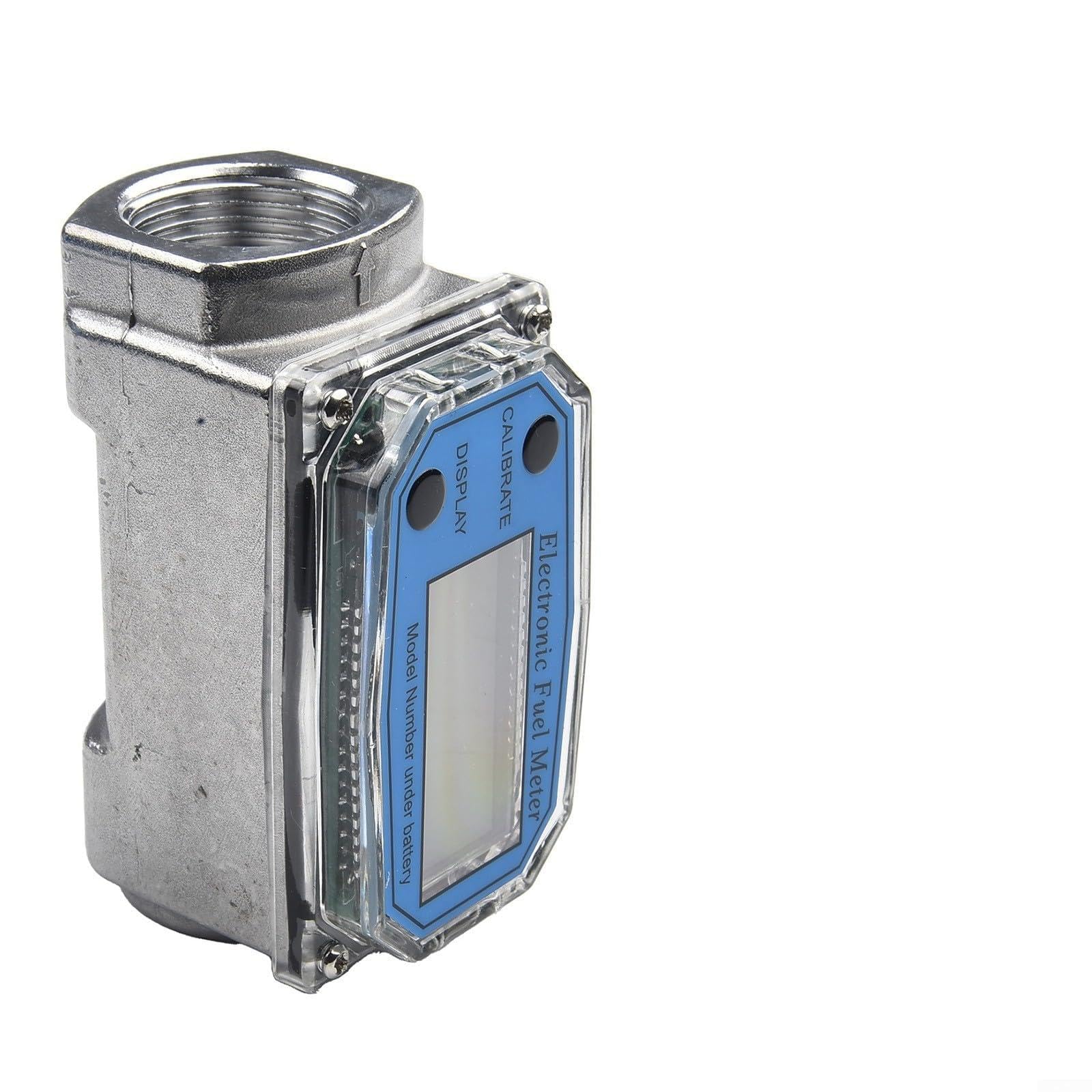 Medidor de flujo de agua preciso digital – Contador de turbina para aceite, queroseno y combustible – Carcasa robusta de acero inoxidable – Conexión de 0,5 a 2 pulgadas – Piscina y tecnología (1,5