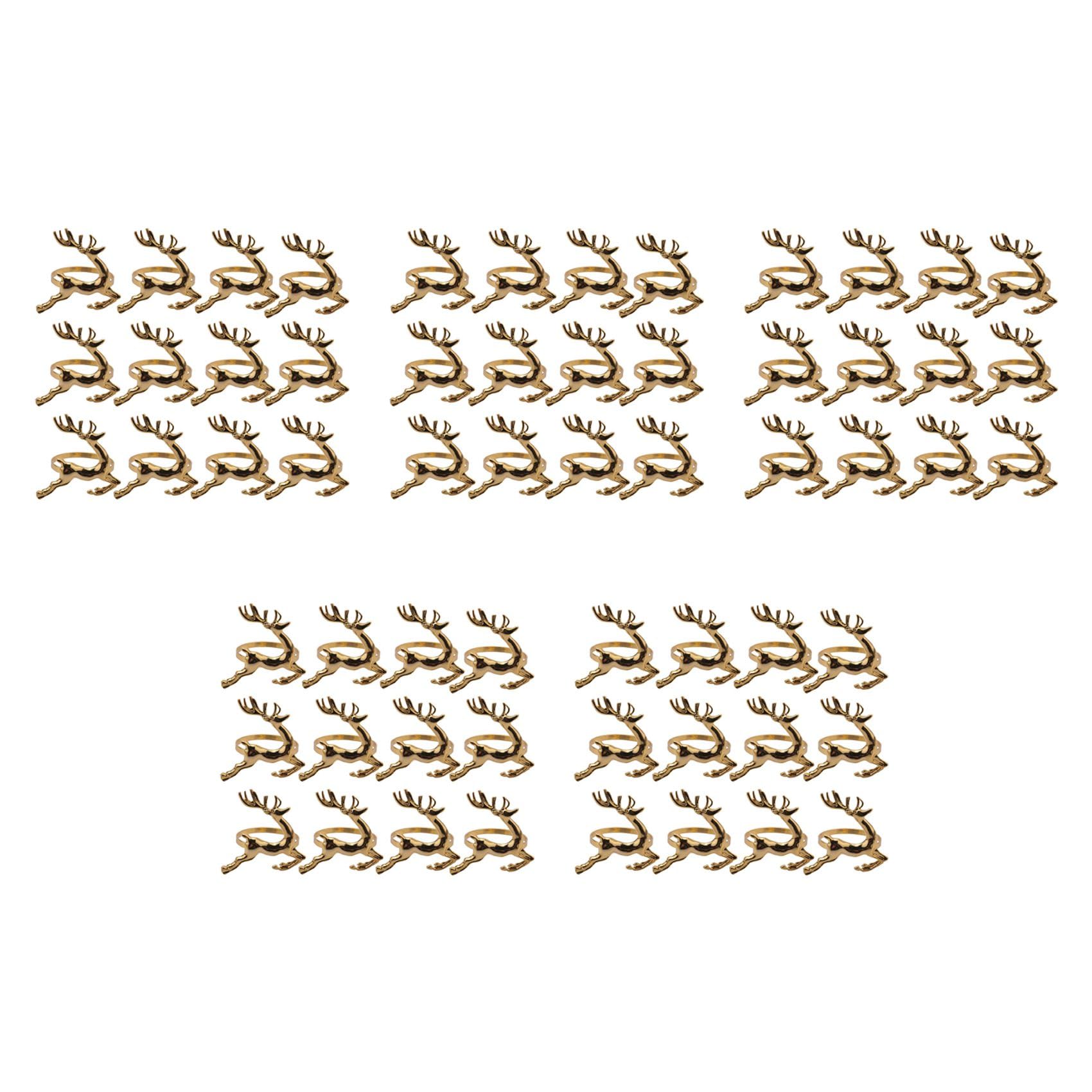 Hndhbfgrt 60Pcs Christmas Deer Napkin Rings Gold Alloy Napkin Buckle Napkin Ring Holder Restaurant Wedding Party Decoration