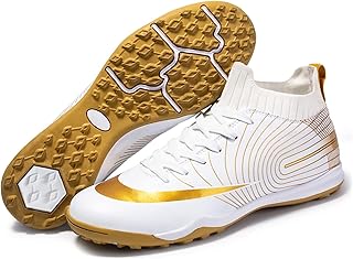 Chuteiras de Futebol Infantil,Profissional Confortável TF Chuteiras de Futebol Juvenil,Leve Respirável Sapatos de Futebol de Relva Homens,Antiderrapante Tênis de Futebol (Color : White, Size : 35 EU