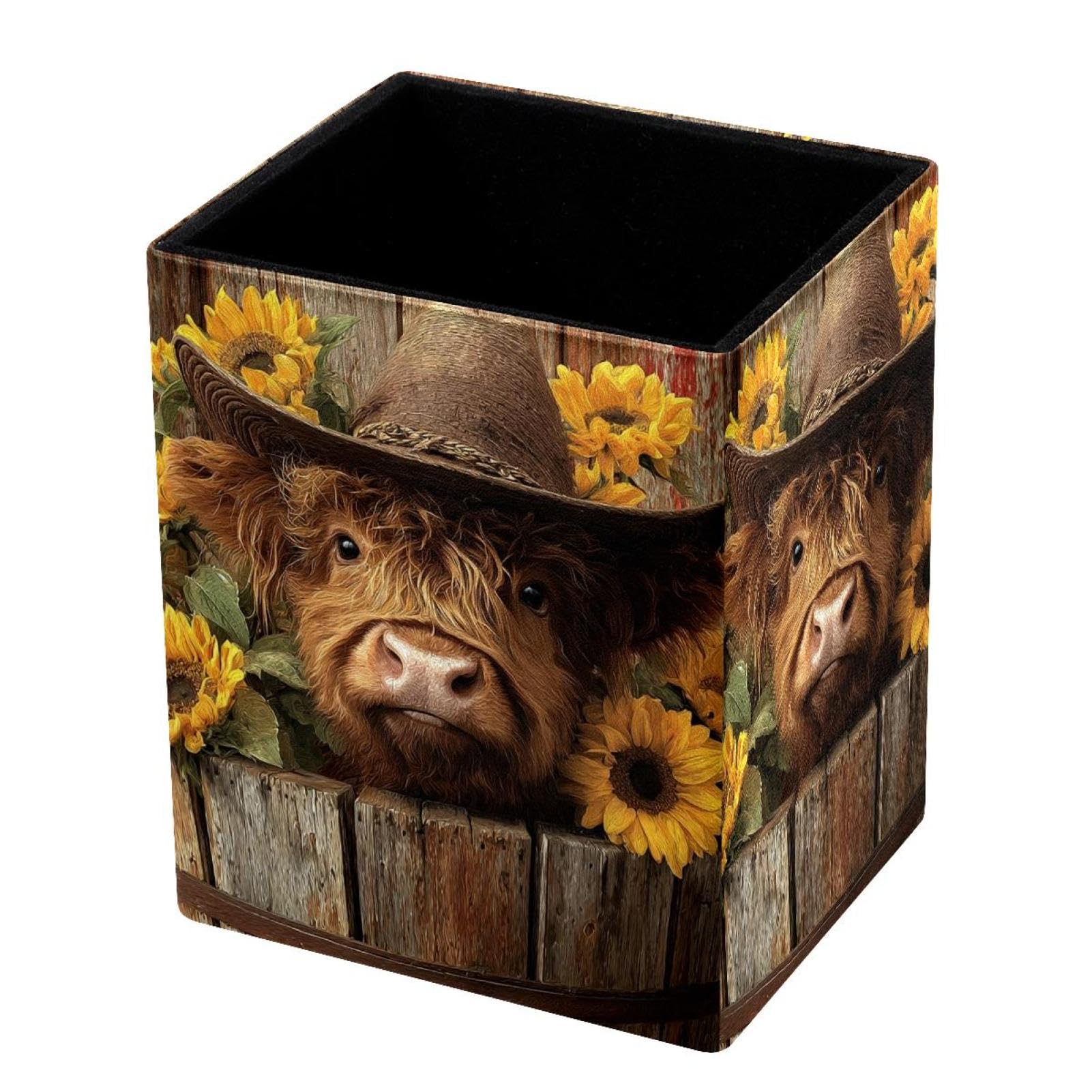 VAPOKF Pencil Holders for Desk, Highland Cow Printed Pen Holders Pen Pot Makeup Brushes Storage Desktop Stationery Supplies Organiser for Home Office