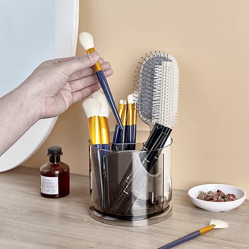 Miniatura 5 de Organizador de brochas de maquillaje  Contenedores de almacenamiento transparentes de 360 para tocador, escritorio, encimera, soporte para bolígrafo