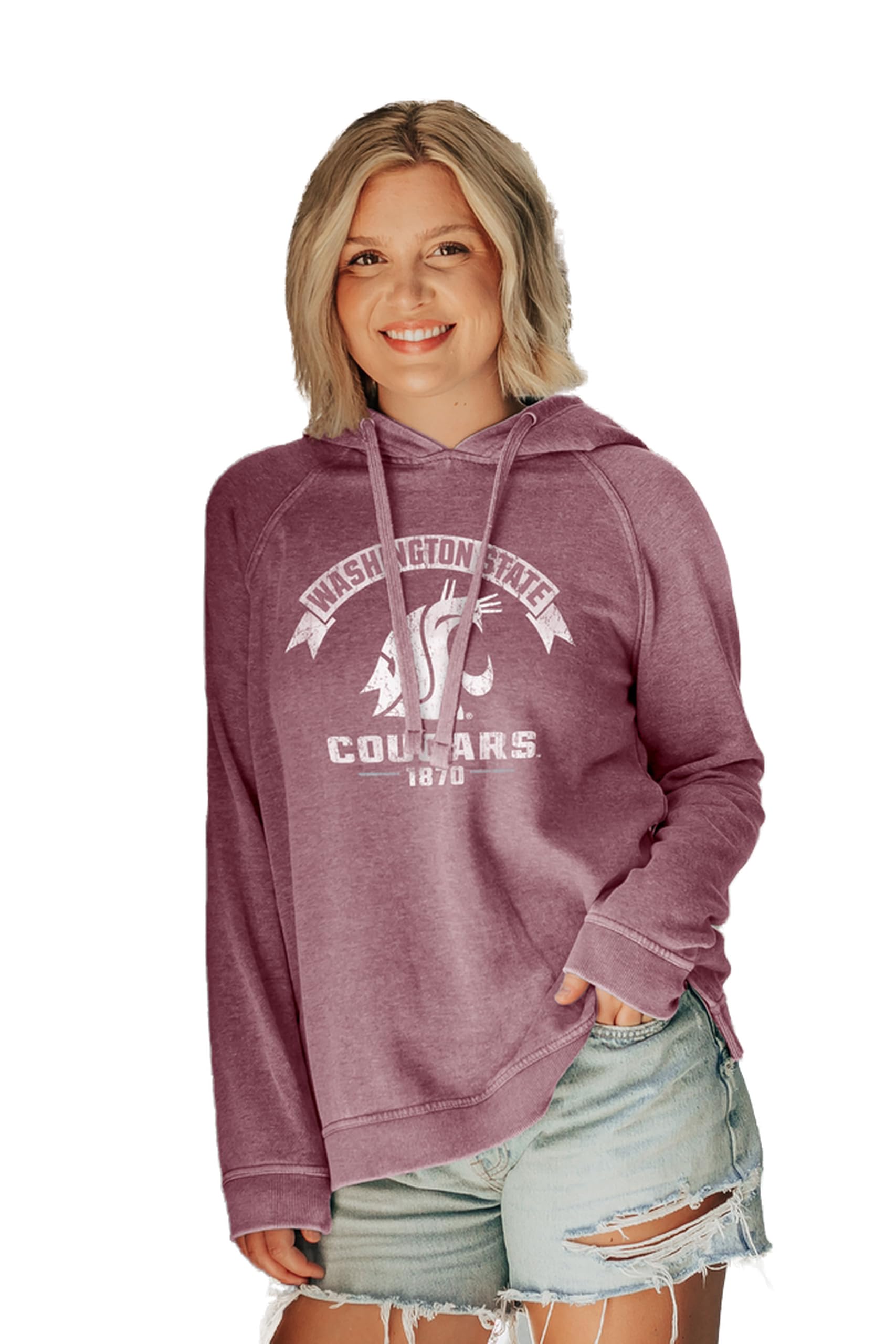Blue 84Women's NCAA Officially Licensed Hooded Sweatshirt Burnout Vintage Scholar