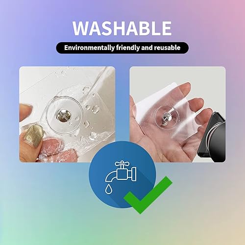 Miniatura 4 de Paquete de 10 ganchos de pared sin daños, ganchos adhesivos transparentes reutilizables, ganchos resistentes para baño, cocina, ganchos adhesivos