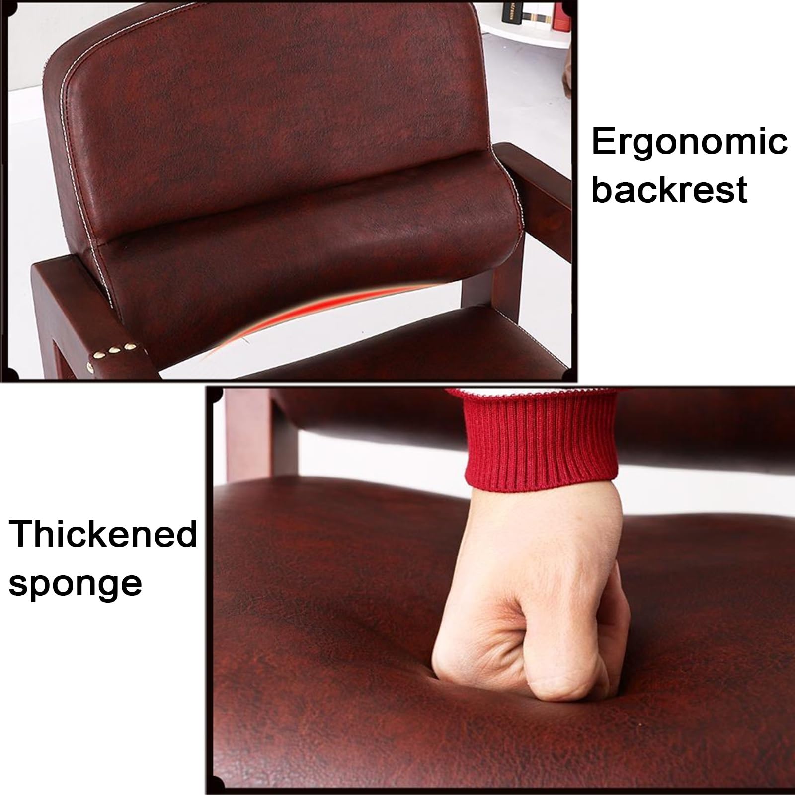 Sillas de barbero, Silla de salón Resistente para estilistas - Silla de barbero Ajustable de Cuero sintético con reposabrazos de Madera Maciza para barbería y SPA - Cómoda Silla de Estilista