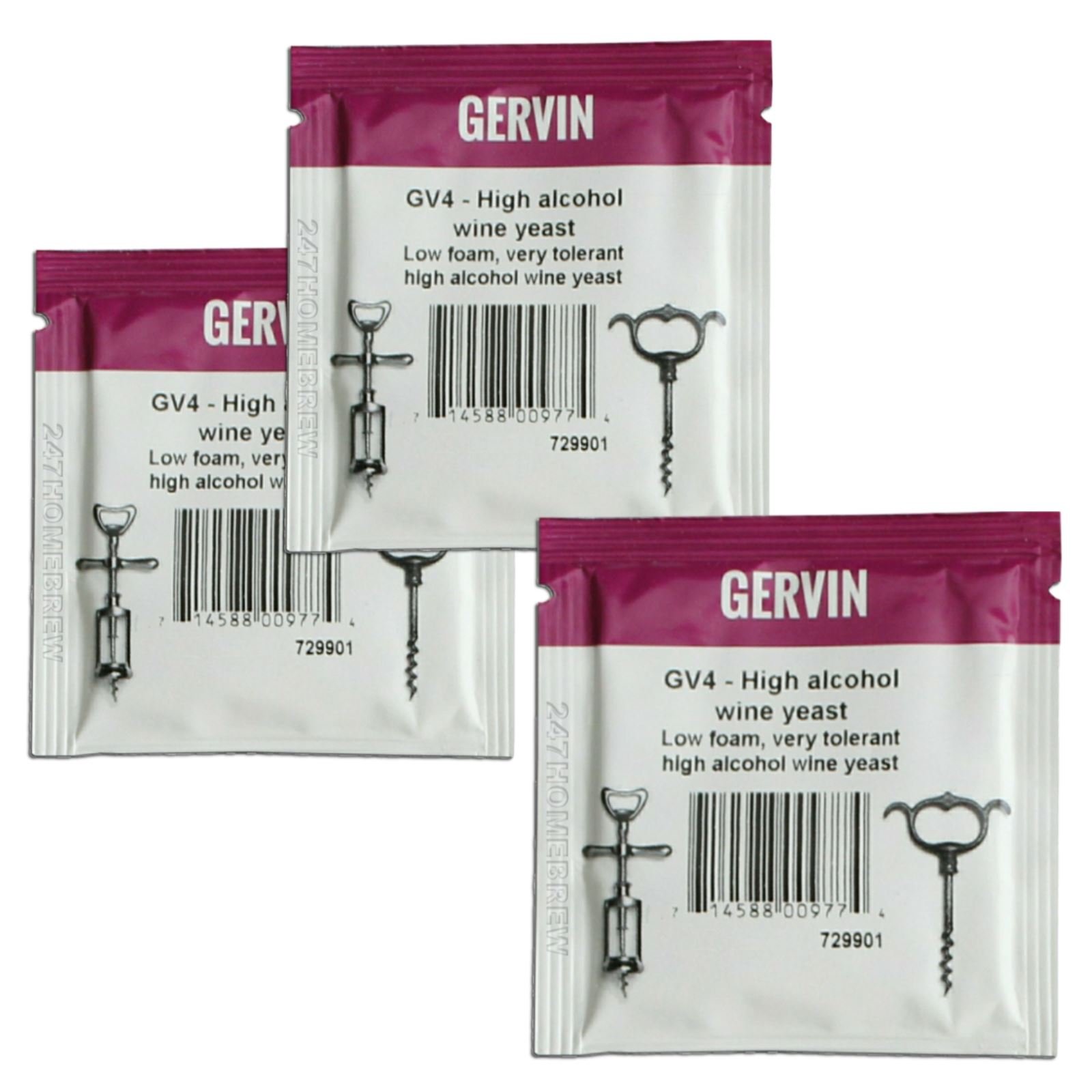 3X Gervin GV4 Wine Yeast 5g High Alcohol Yeast up to 21% 5-23L