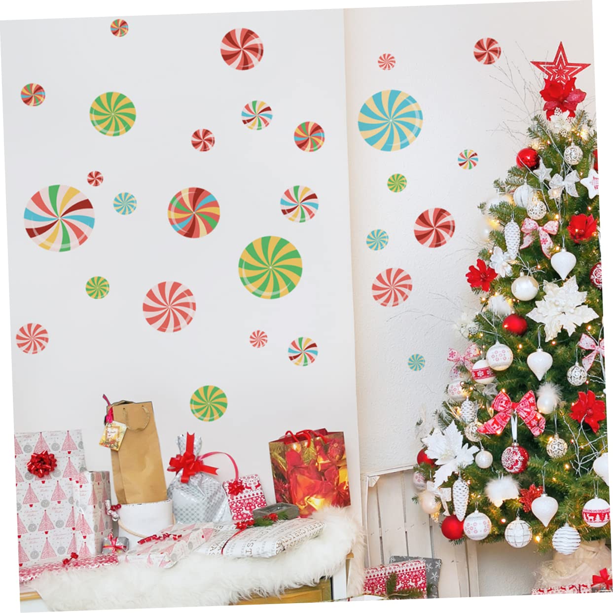 Hemobllo 8blätter Teiliges Bunter Weihnachts- Und Bodenkleber Selbstklebende Sticker Für Fenster Und Wände Kreative -dekoration Für Festliches Zuhause