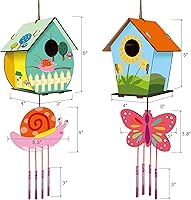 Vista 2 de Paquete de 4 Kits DIY de Casa de Pájaros y Campana Eólica para Niños para Construir y Pintar, Artes y Manualidades de Madera para Niñas, Niños
