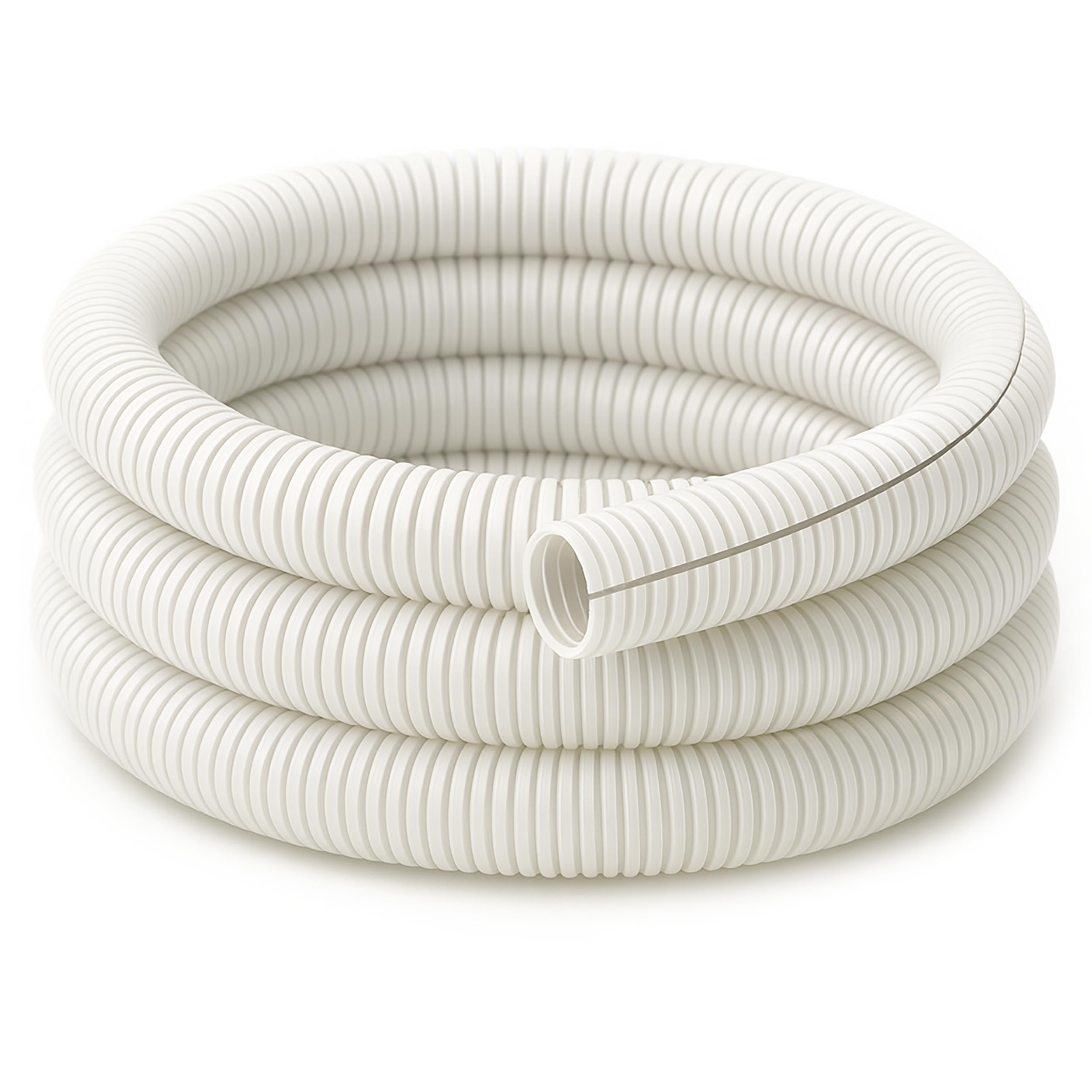 Electriduct Split Wire Loom Tubing Polyethylene Corrugated Flexible Conduit - 2" Nominal Size - 10 Feet - White