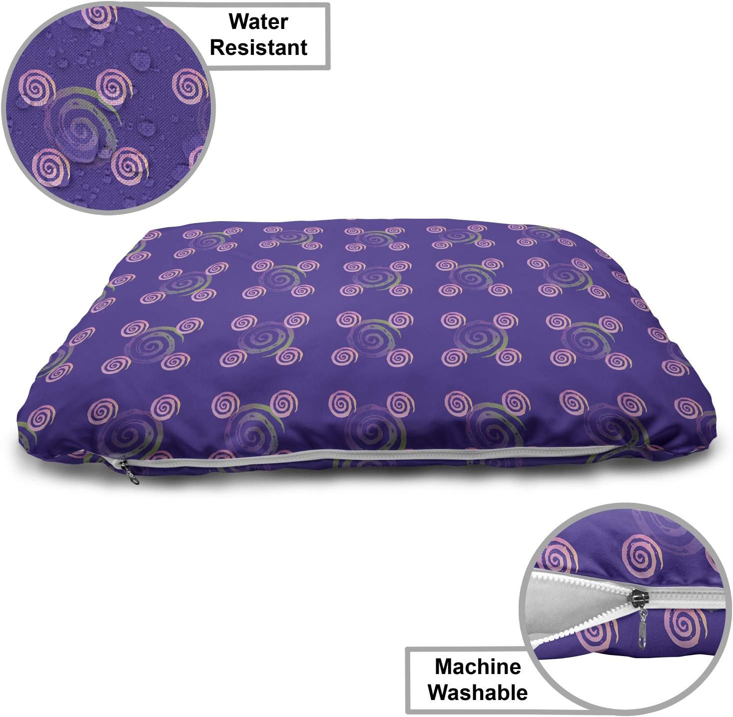 review Lunarable Abstract Pet Bed, Repetitive Charcoal Look Swirls Grunge Style Motifs Illustration, Chew Resistant Pad for Dogs and Cats Cushion with Removable Cover, 24