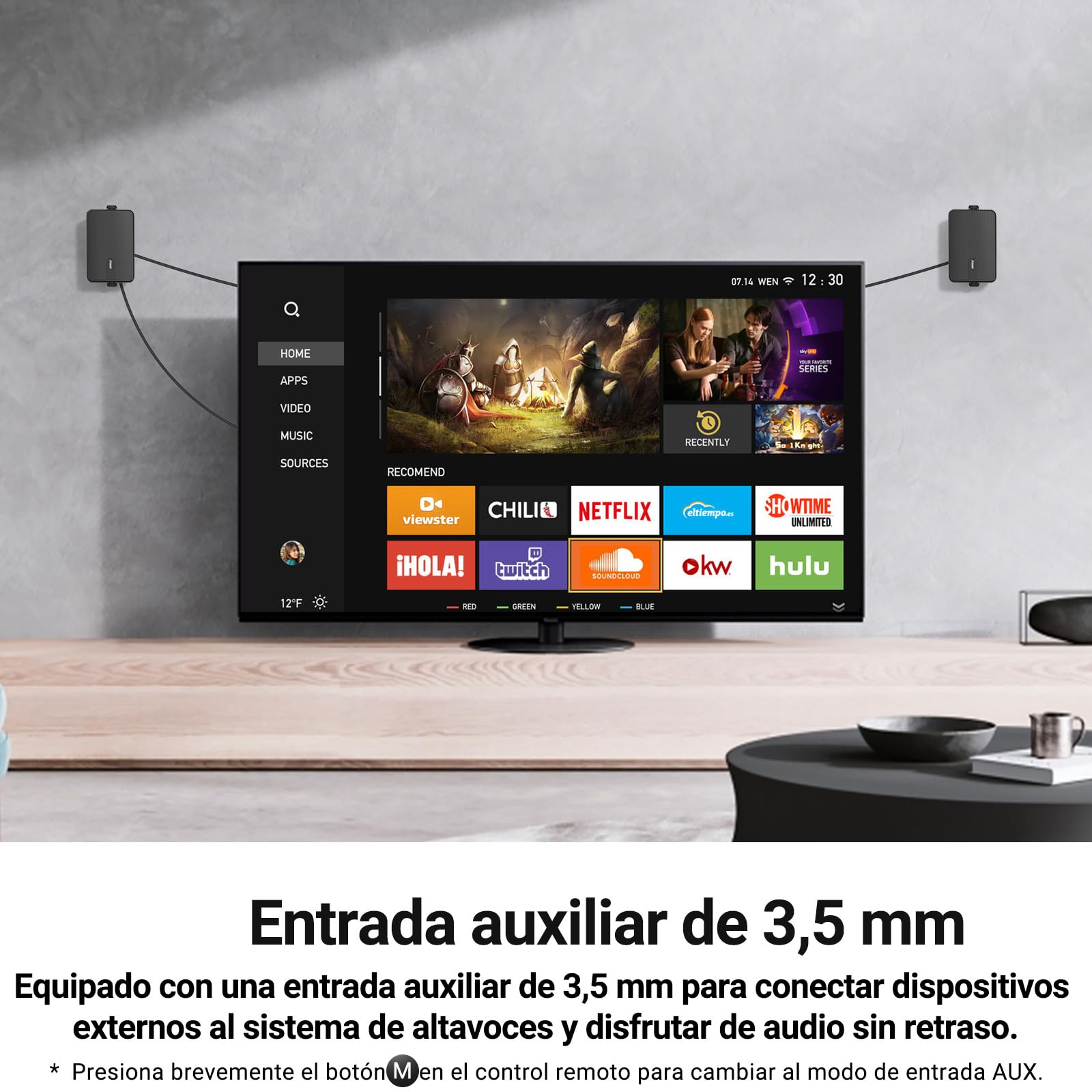 Inwa Altavoz Bluetooth, altavoz de pared pasivo, altavoz de pared activo, juego de sonido estéreo inalámbrico impermeable con entrada auxiliar, sistema de sonido adecuado para pabellón (par, potencia