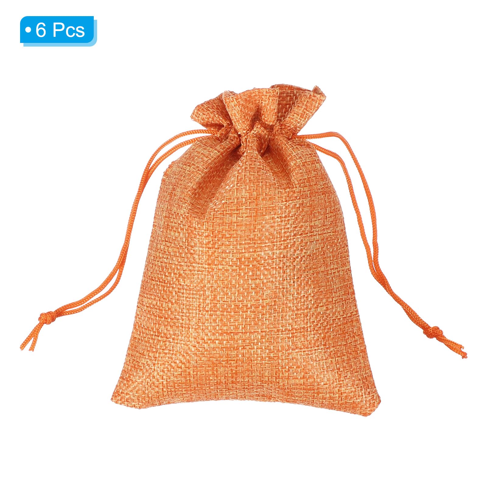 PATIKIL 6"x4" Coin Sacks Bag, 6Pcs Bank Deposit Change Transit Bags with Drawstring Canvas Gift Sacks, Orange - Image 3