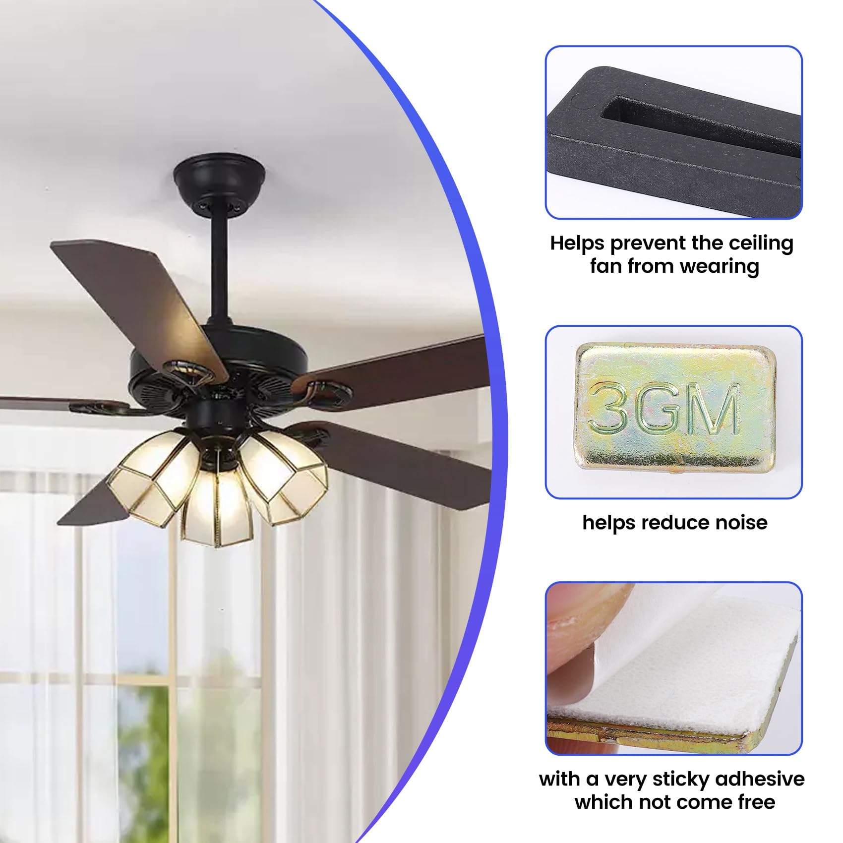 SEIWEI Ceiling Fan Balancing Kit Including 12Pcs Metal Self-Adhesive 3G
