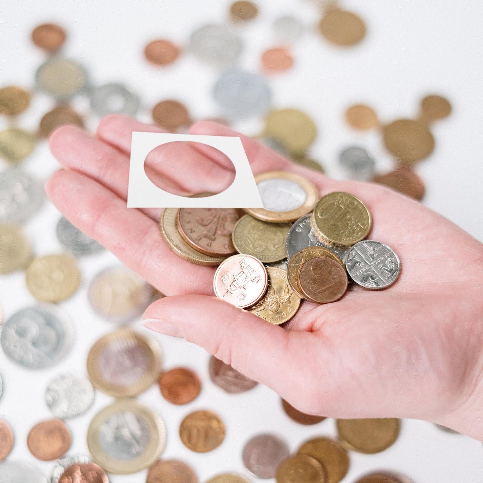 FOMIYES Organizador de Monedas 400 Clips en Estuche Transparente, Protector Profesional para Monedas de Colección, Adecuado para Almacenaje Seguro en Hogar y Exposiciones