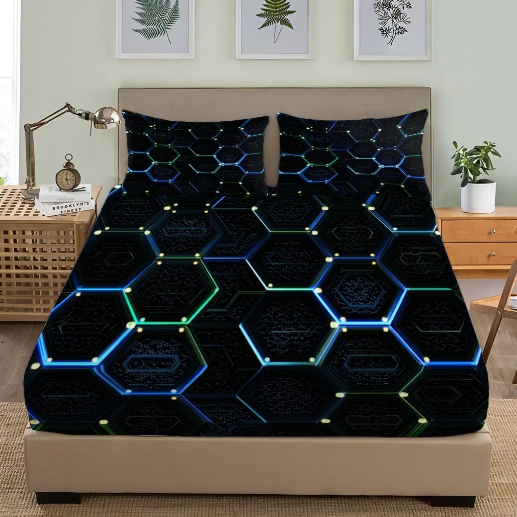 Noir Drap-Housse en Microfibre Brossée 200x200 cm Bonnet 30cm