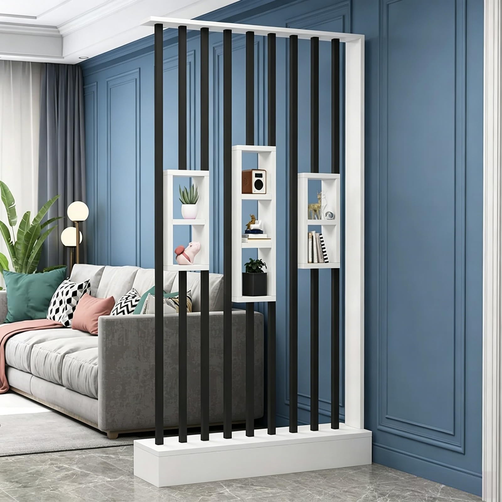 Meihkkud Freestanding Room Divider, Wall Room Divider Screen with Storage Cabinet(F,88cm/34.6in)