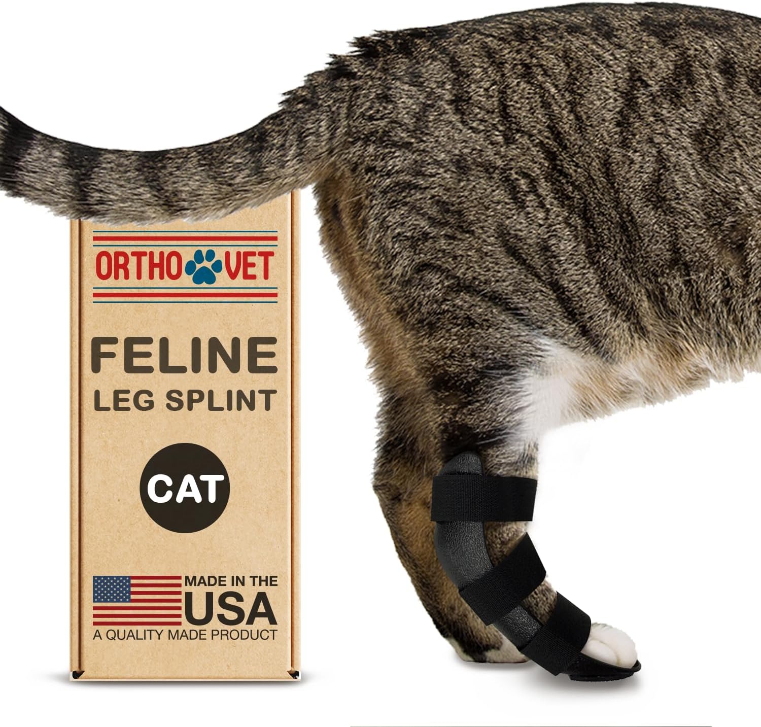 Standard Rear Splint for Cats with Injuries, Arthritis, Fractures or Sprains, Durable & Lightweight Rear Splints for Rehability Treatment & Post-Surgery Protection for Pets