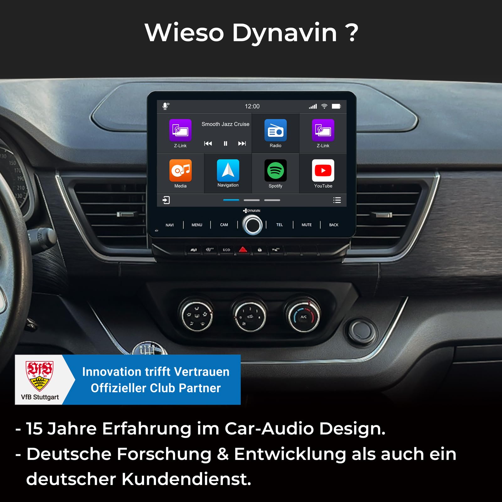 DYNAVIN Android Autoradio Navigatore per Renault Trafic Kangoo dal 2021, 10,1 pollici Radio con Wireless CarPlay e Android Auto | Head-up Display | Dab+ Radio: D9-KG21 Premium Flex