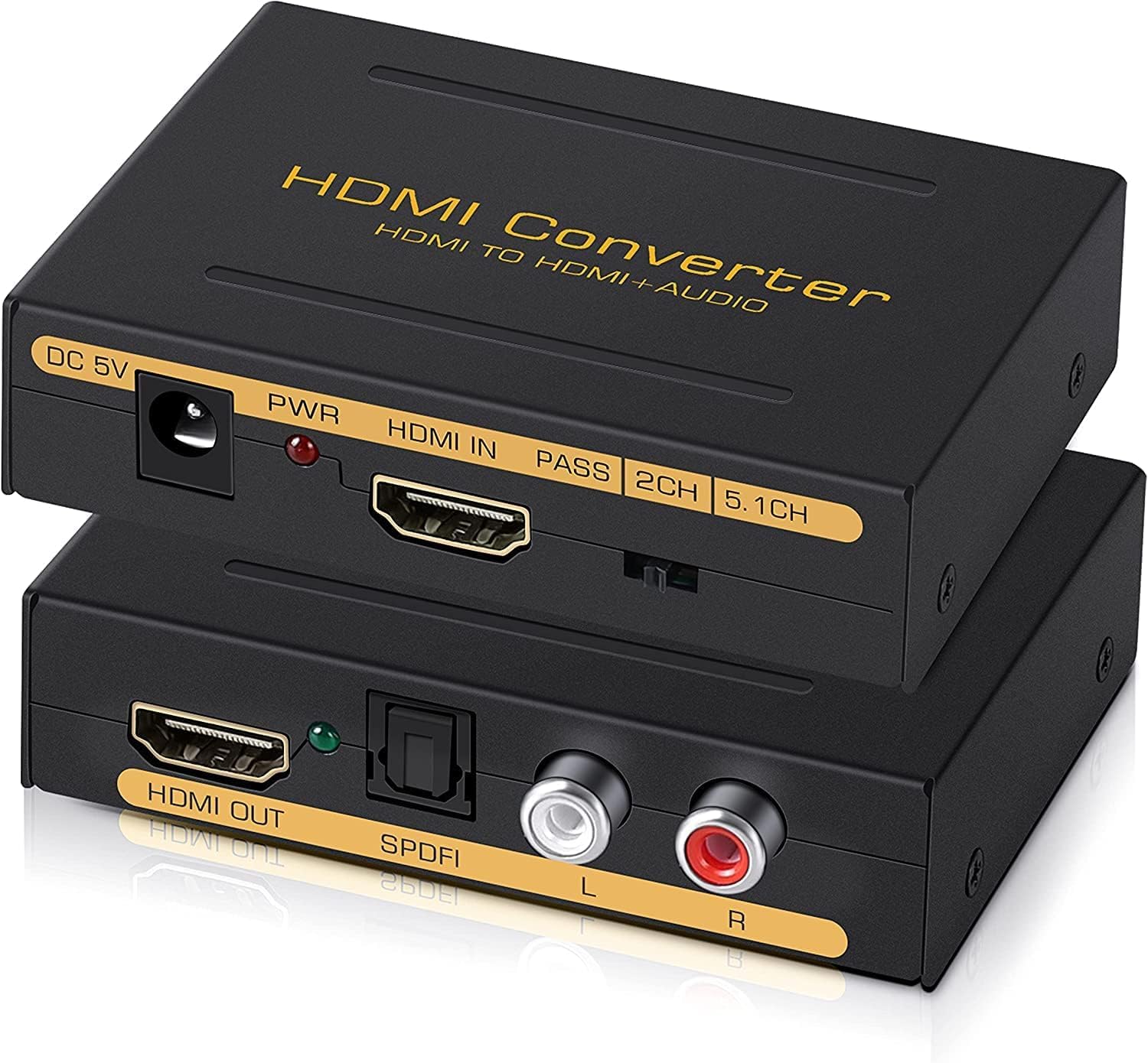 Microware HDMI Audio Extractor Splitter to Optical TOSLINK SPDIF + Digital Analog RCA L/R Stereo Converter Adapter - 4K@30Hz 1080P Full HD 3D Support
