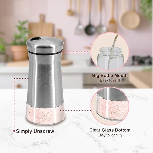 Miniatura 3 de Salero y pimentero de granja con agujeros ajustables para verter, salero recargable de Aelga, ideal para Himalaya, Kosher, pimienta blanca y negra
