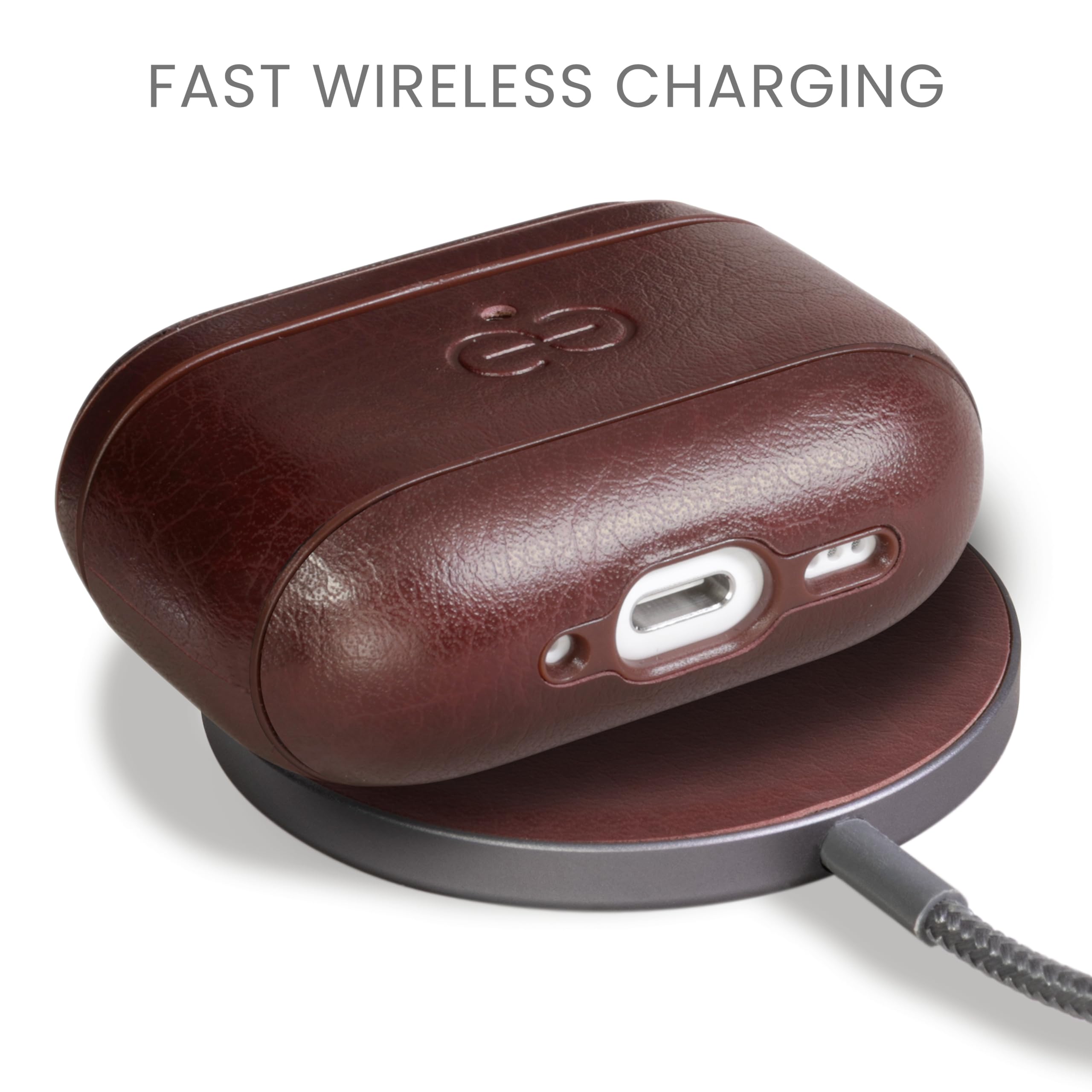 Dreem Vegan Leather AirPods Pro 3 Case Cover, Keychain Carabiner Clip, for Apple AirPods Pro 3 Case, Leather + Protective Hard Plastic Shell, MagSafe OK, with Reveal Motion Effect [Om:Coffee] - 5