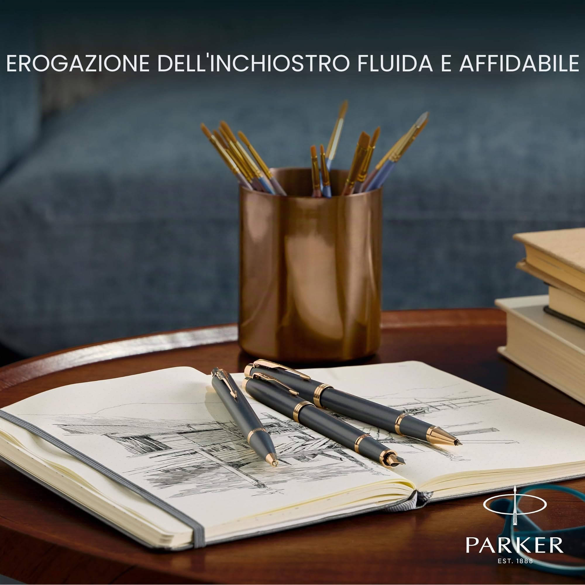 Parker IM Penna stilografica | Collezione Finishing Touch | finitura ardesia | punta fine | inchiostro blu | confezione regalo