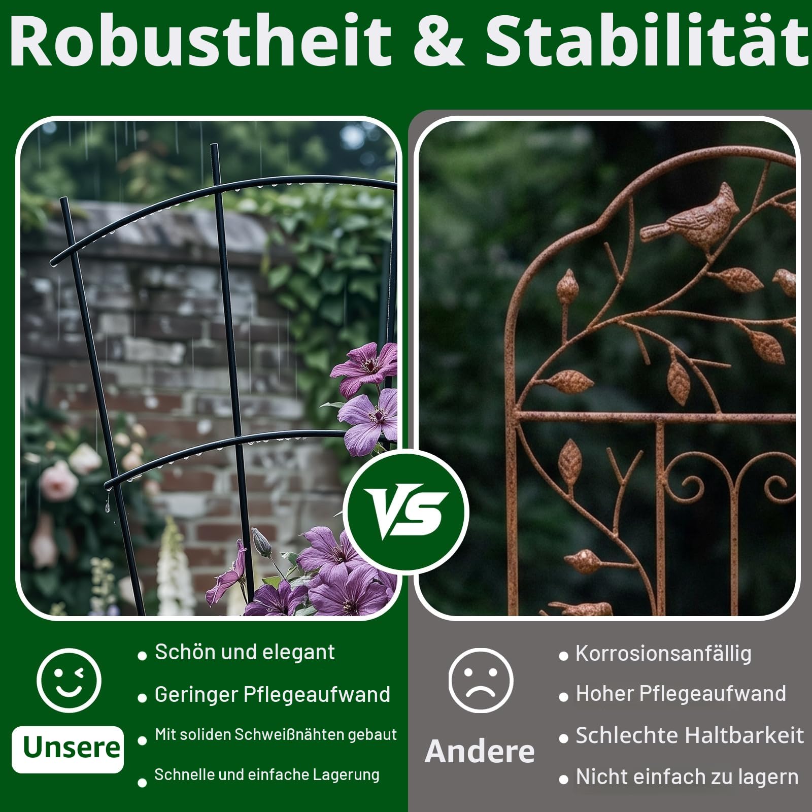 Thealyn Rankgitter Metall 4er Set, 81,5 x 31 cm, Rankhilfe für Kletterpflanzen und Topfpflanzen, Pflanzenspalier für Zimmerpflanzen, Balkon, Garten und Hochbeet, Schwarz
